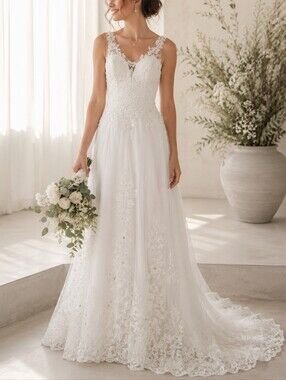 Unbranded White Sweetheart neckline Lace corset Wedding Dress sz 6